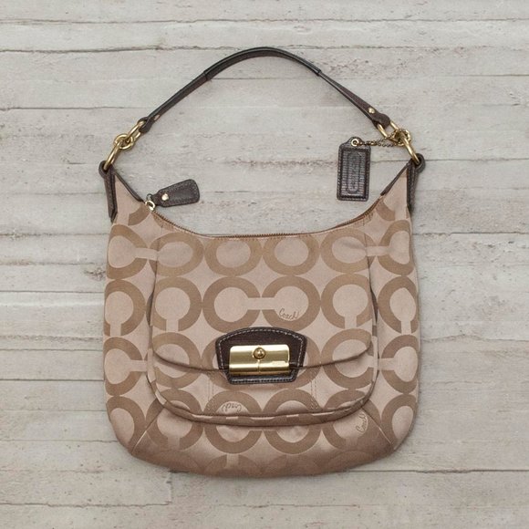 Coach Kristin Op Art Signature Hobo Sateen Bag - Picture 1 of 6